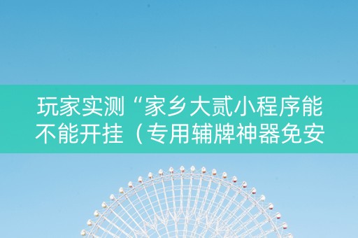 玩家实测“家乡大贰小程序能不能开挂（专用辅牌神器免安装）