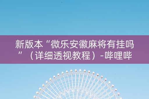 新版本“微乐安徽麻将有挂吗”（详细透视教程）-哔哩哔哩