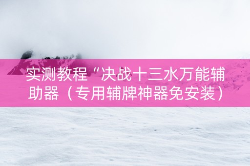 实测教程“决战十三水万能辅助器（专用辅牌神器免安装）