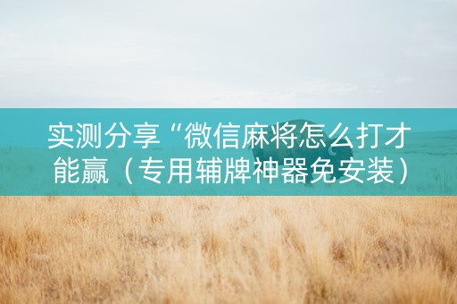 实测分享“微信麻将怎么打才能赢（专用辅牌神器免安装）