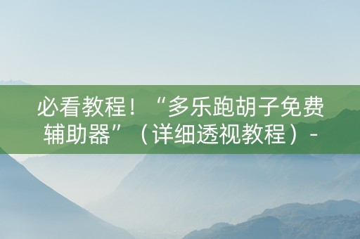必看教程！“多乐跑胡子免费辅助器”（详细透视教程）-哔哩哔哩