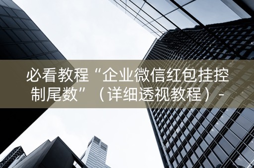 必看教程“企业微信红包挂控制尾数”（详细透视教程）-哔哩哔哩