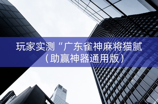 玩家实测“广东雀神麻将猫腻（助赢神器通用版）
