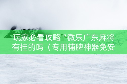 玩家必看攻略“微乐广东麻将有挂的吗（专用辅牌神器免安装）