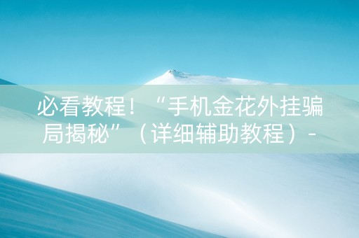必看教程！“手机金花外挂骗局揭秘”（详细辅助教程）-哔哩哔哩