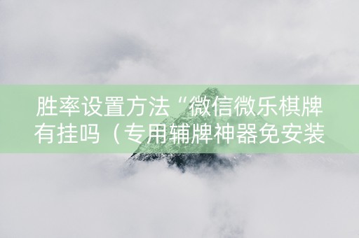胜率设置方法“微信微乐棋牌有挂吗（专用辅牌神器免安装）