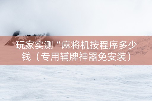 玩家实测“麻将机按程序多少钱（专用辅牌神器免安装）