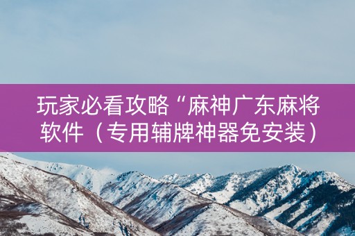 玩家必看攻略“麻神广东麻将软件（专用辅牌神器免安装）