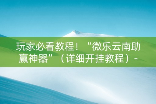 玩家必看教程！“微乐云南助赢神器”（详细开挂教程）-哔哩哔哩