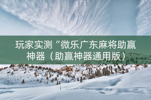 玩家实测“微乐广东麻将助赢神器（助赢神器通用版）