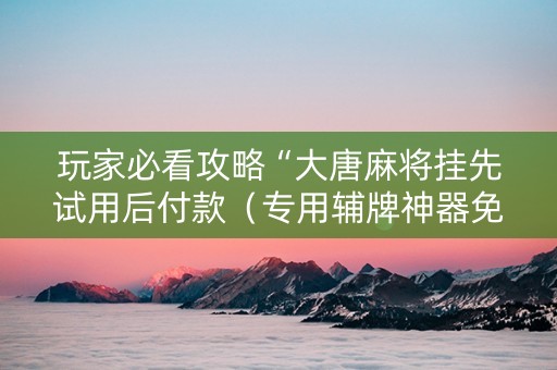 玩家必看攻略“大唐麻将挂先试用后付款（专用辅牌神器免安装）