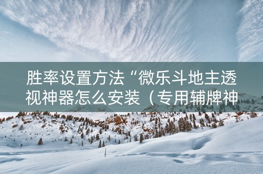 胜率设置方法“微乐斗地主透视神器怎么安装（专用辅牌神器免安装）