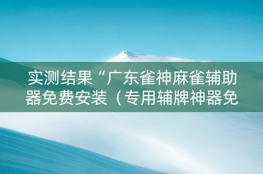 实测结果“广东雀神麻雀辅助器免费安装（专用辅牌神器免安装）