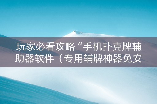 玩家必看攻略“手机扑克牌辅助器软件（专用辅牌神器免安装）
