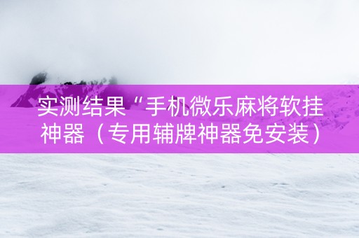 实测结果“手机微乐麻将软挂神器（专用辅牌神器免安装）