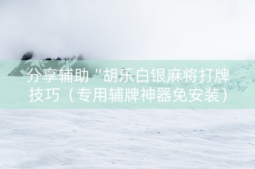 分享辅助“胡乐白银麻将打牌技巧（专用辅牌神器免安装）