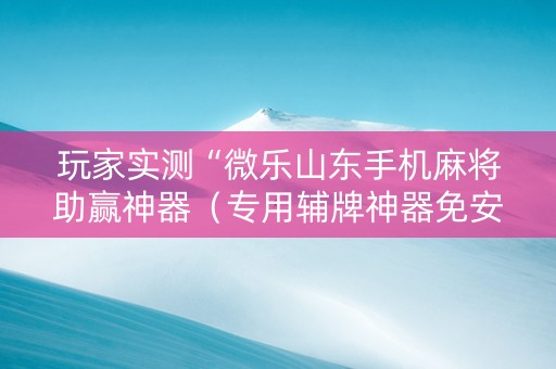 玩家实测“微乐山东手机麻将助赢神器（专用辅牌神器免安装）