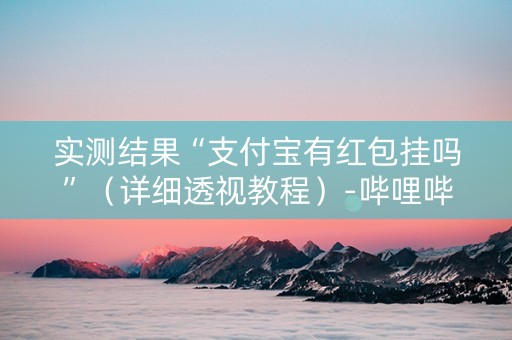 实测结果“支付宝有红包挂吗”（详细透视教程）-哔哩哔哩
