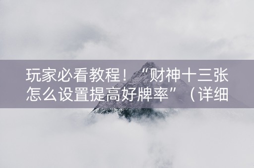 玩家必看教程！“财神十三张怎么设置提高好牌率”（详细辅助教程）-哔哩哔哩