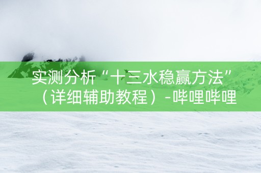 实测分析“十三水稳赢方法”（详细辅助教程）-哔哩哔哩