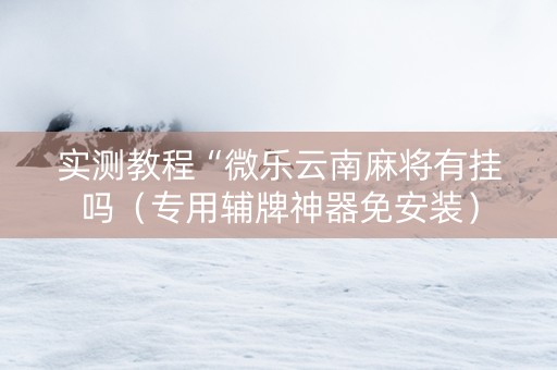 实测教程“微乐云南麻将有挂吗（专用辅牌神器免安装）