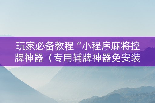 玩家必备教程“小程序麻将控牌神器（专用辅牌神器免安装）