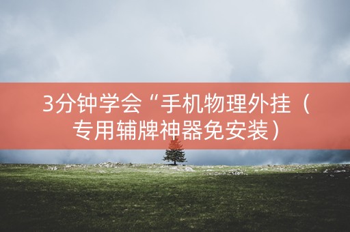 3分钟学会“手机物理外挂（专用辅牌神器免安装）