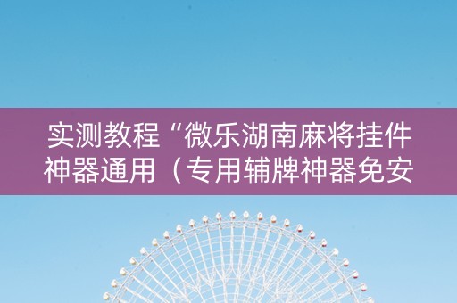 实测教程“微乐湖南麻将挂件神器通用（专用辅牌神器免安装）