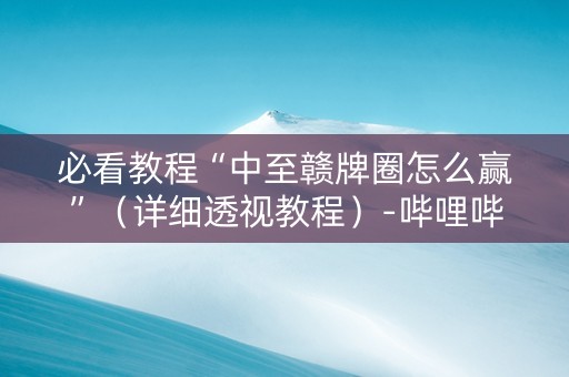 必看教程“中至赣牌圈怎么赢”（详细透视教程）-哔哩哔哩