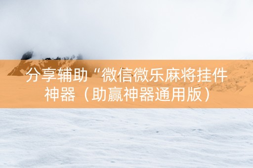 分享辅助“微信微乐麻将挂件神器（助赢神器通用版）