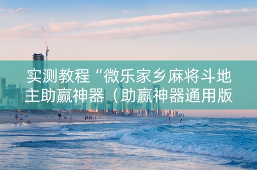 实测教程“微乐家乡麻将斗地主助赢神器（助赢神器通用版）