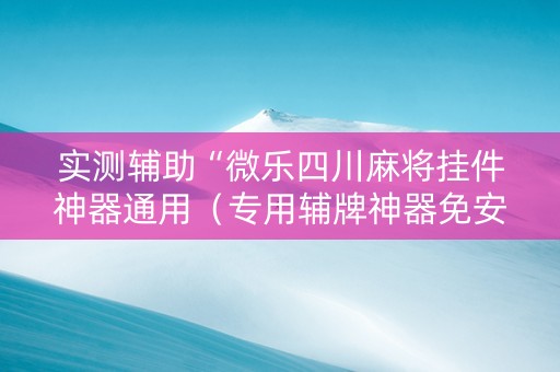 实测辅助“微乐四川麻将挂件神器通用（专用辅牌神器免安装）