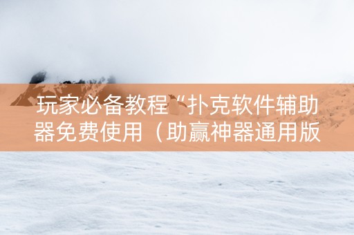 玩家必备教程“扑克软件辅助器免费使用（助赢神器通用版）
