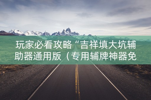 玩家必看攻略“吉祥填大坑辅助器通用版（专用辅牌神器免安装）