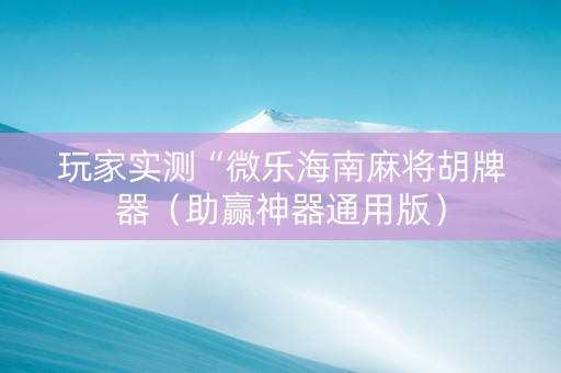 玩家实测“微乐海南麻将胡牌器（助赢神器通用版）