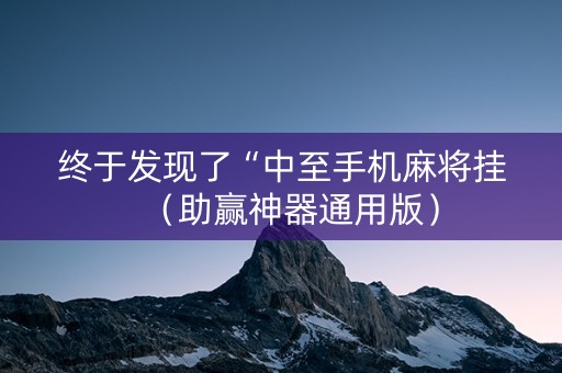 终于发现了“中至手机麻将挂（助赢神器通用版）