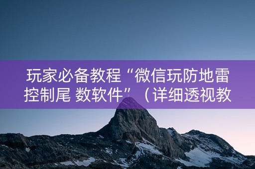 玩家必备教程“微信玩防地雷控制尾 数软件”（详细透视教程）-哔哩哔哩