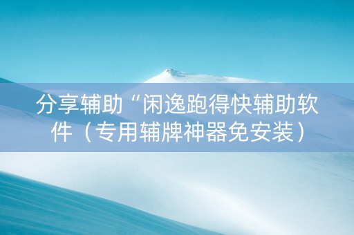 分享辅助“闲逸跑得快辅助软件（专用辅牌神器免安装）