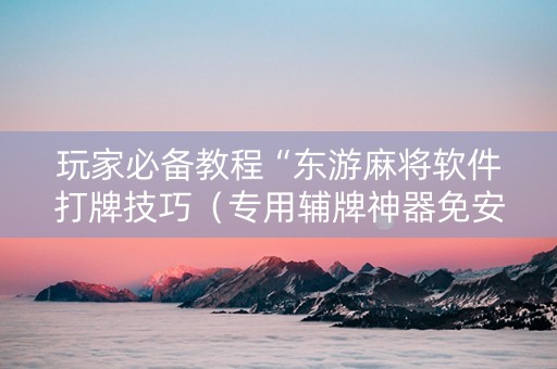 玩家必备教程“东游麻将软件打牌技巧（专用辅牌神器免安装）