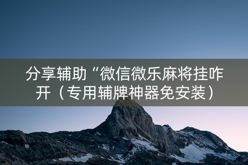 分享辅助“微信微乐麻将挂咋开（专用辅牌神器免安装）