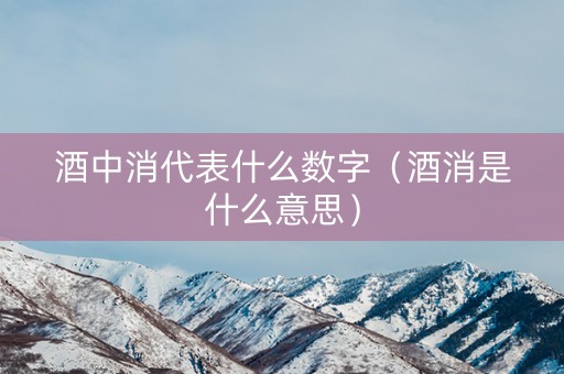 酒中消代表什么数字（酒消是什么意思）