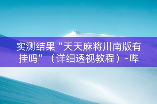 实测结果“天天麻将川南版有挂吗”（详细透视教程）-哔哩哔哩