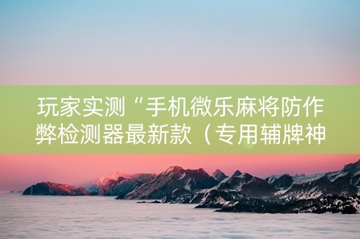 玩家实测“手机微乐麻将防作弊检测器最新款（专用辅牌神器免安装）