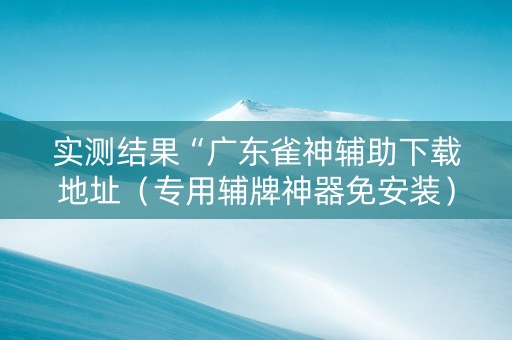 实测结果“广东雀神辅助下载地址（专用辅牌神器免安装）