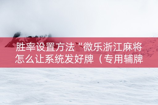 胜率设置方法“微乐浙江麻将怎么让系统发好牌（专用辅牌神器免安装）