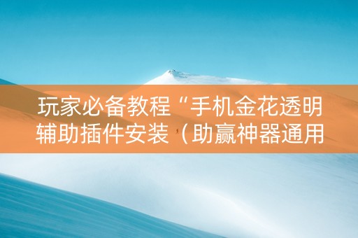 玩家必备教程“手机金花透明辅助插件安装（助赢神器通用版）