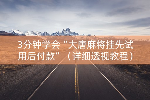 3分钟学会“大唐麻将挂先试用后付款”（详细透视教程）-哔哩哔哩