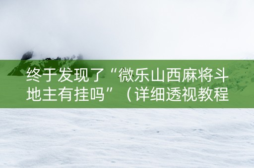 终于发现了“微乐山西麻将斗地主有挂吗”（详细透视教程）-哔哩哔哩