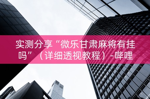 实测分享“微乐甘肃麻将有挂吗”（详细透视教程）-哔哩哔哩