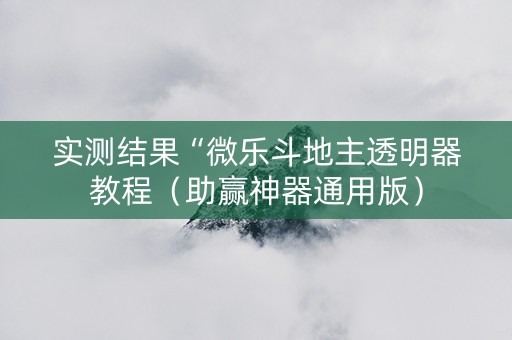 实测结果“微乐斗地主透明器教程（助赢神器通用版）